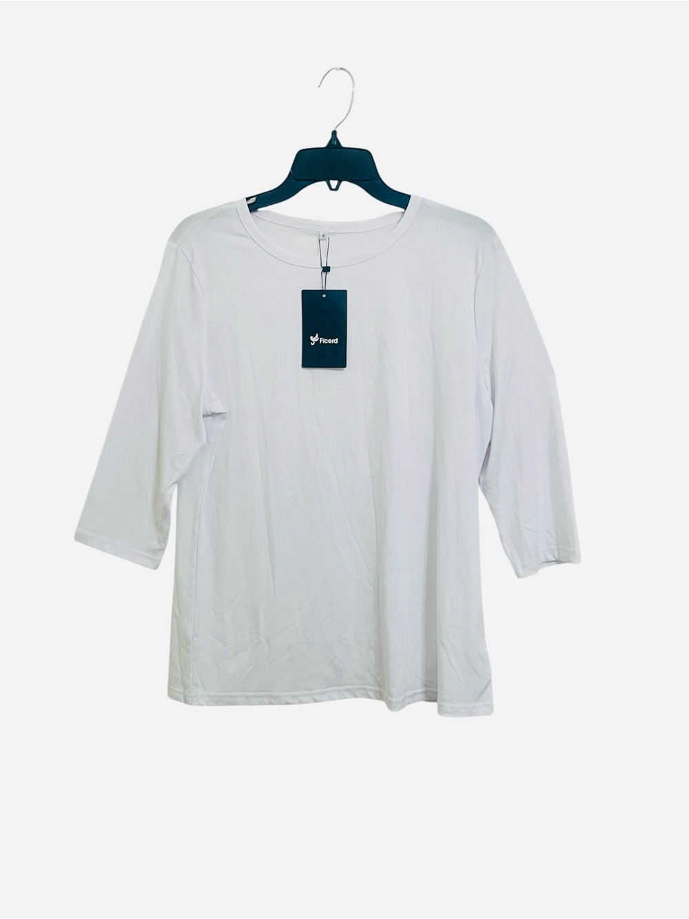 Ficerd Women's White Long Sleeve Crewneck Tee with Tag